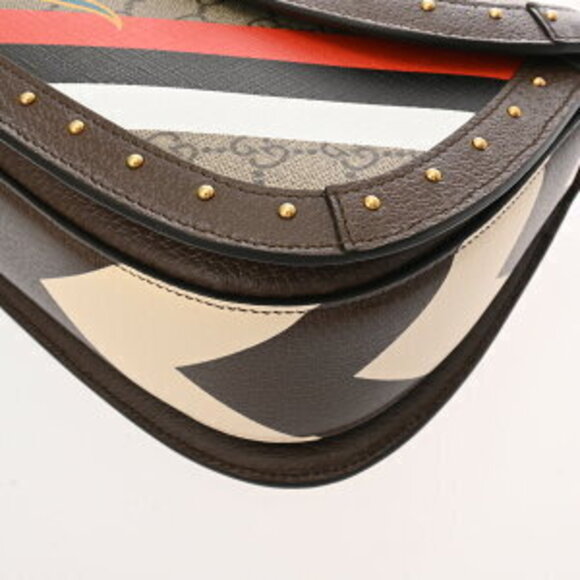 Gucci Handbag Bamboo Beige Ebony Brown GG Supreme Leather - Picture 7 of 10